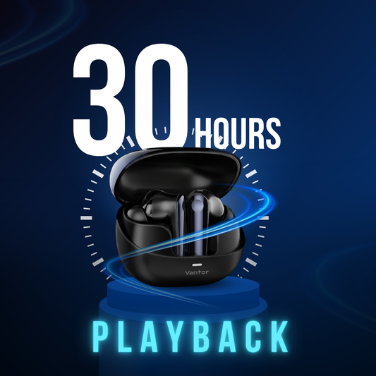 VANTOR SPHEREX Wireless Earbuds with ANC & ENC, 13mm Drivers, Bluetooth 5.3, 30H Playtime, Fast USB-C Charging, Transparency Mode, IPX4 Water Resistant, Deep Bass in-Ear Headphones with Mic – Black