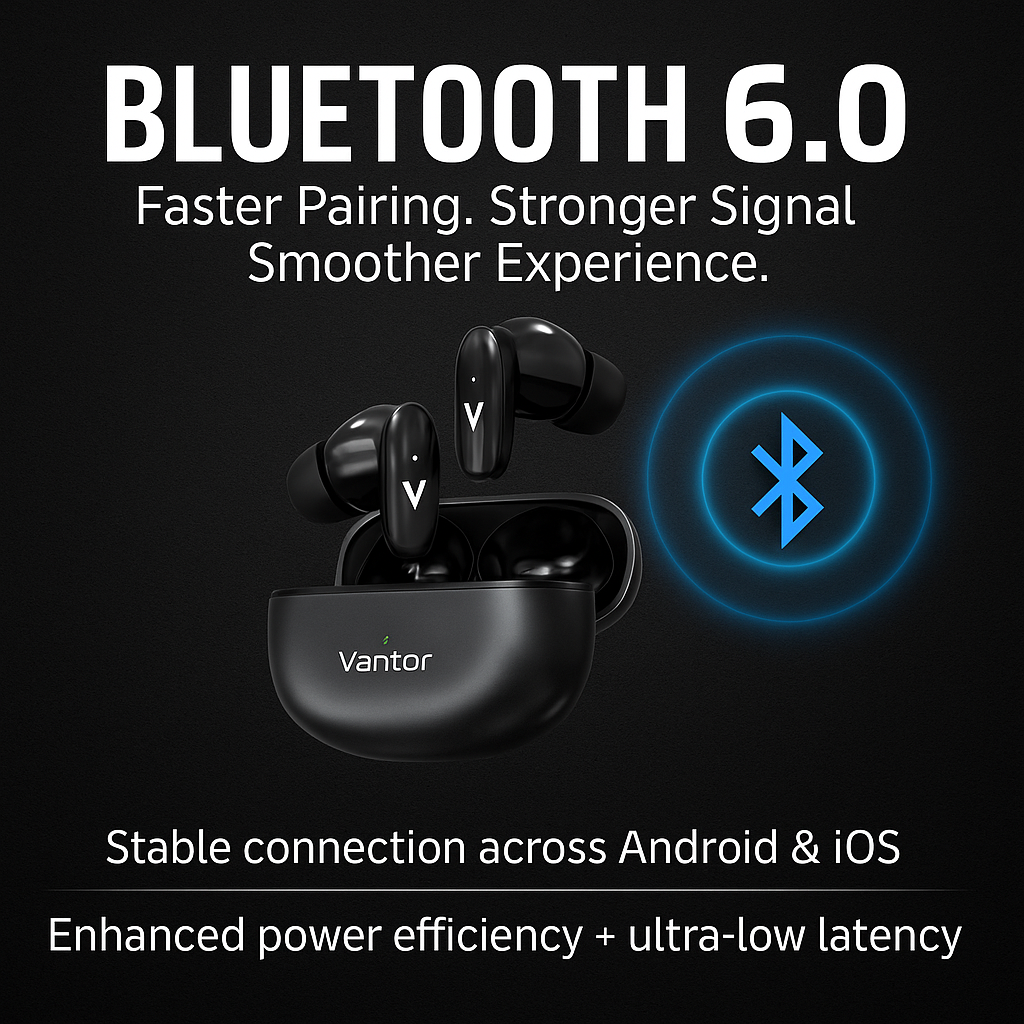 VANTOR StealthBuds – Metal Wireless Earbuds, Bluetooth 6.0 In-Ear Headphones with ENC Noise Cancelling Mic, Deep Bass, 30H Playtime, Touch Controls, Secure Fit Earphones for Android & iPhone
