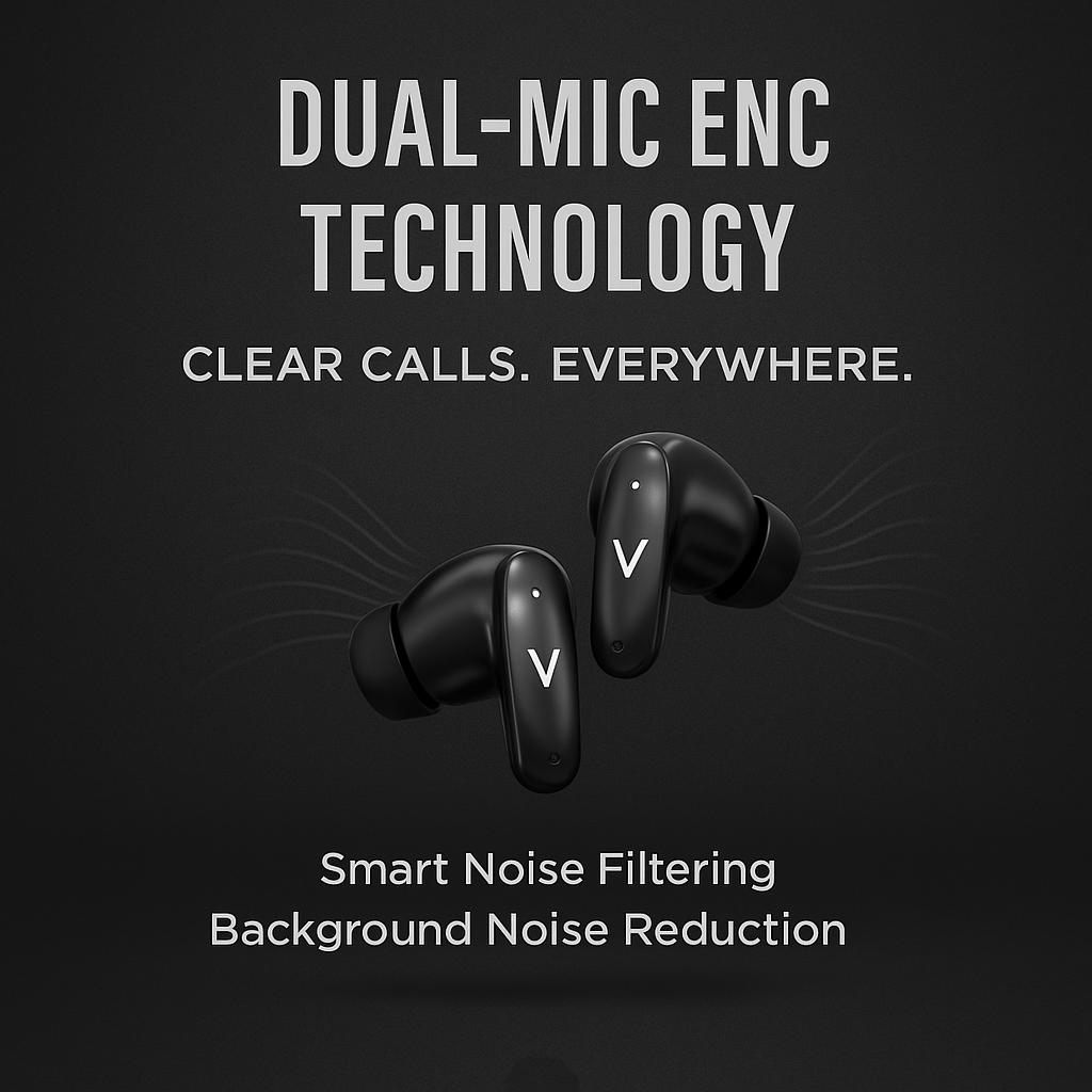 VANTOR StealthBuds – Metal Wireless Earbuds, Bluetooth 6.0 In-Ear Headphones with ENC Noise Cancelling Mic, Deep Bass, 30H Playtime, Touch Controls, Secure Fit Earphones for Android & iPhone