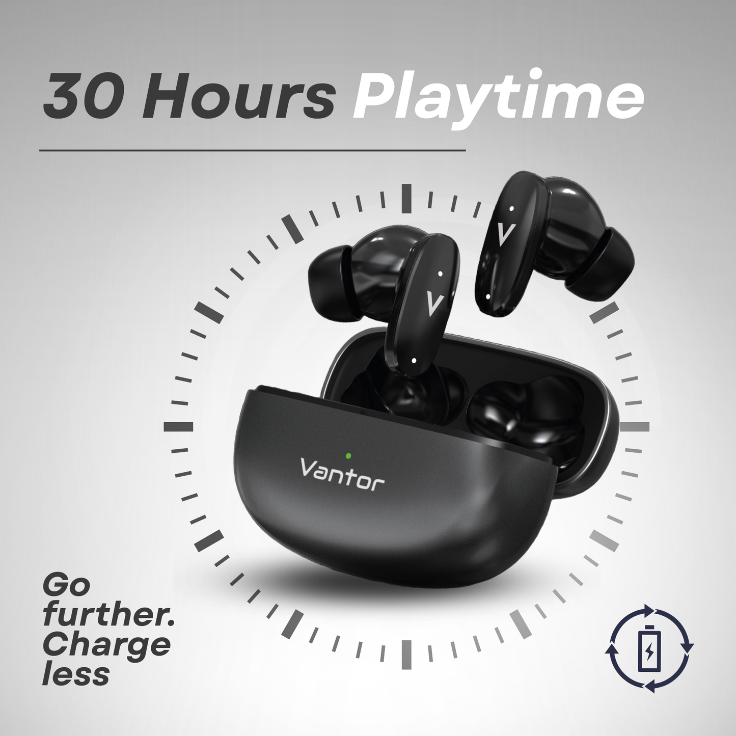 VANTOR StealthBuds – Metal Wireless Earbuds, Bluetooth 6.0 In-Ear Headphones with ENC Noise Cancelling Mic, Deep Bass, 30H Playtime, Touch Controls, Secure Fit Earphones for Android & iPhone