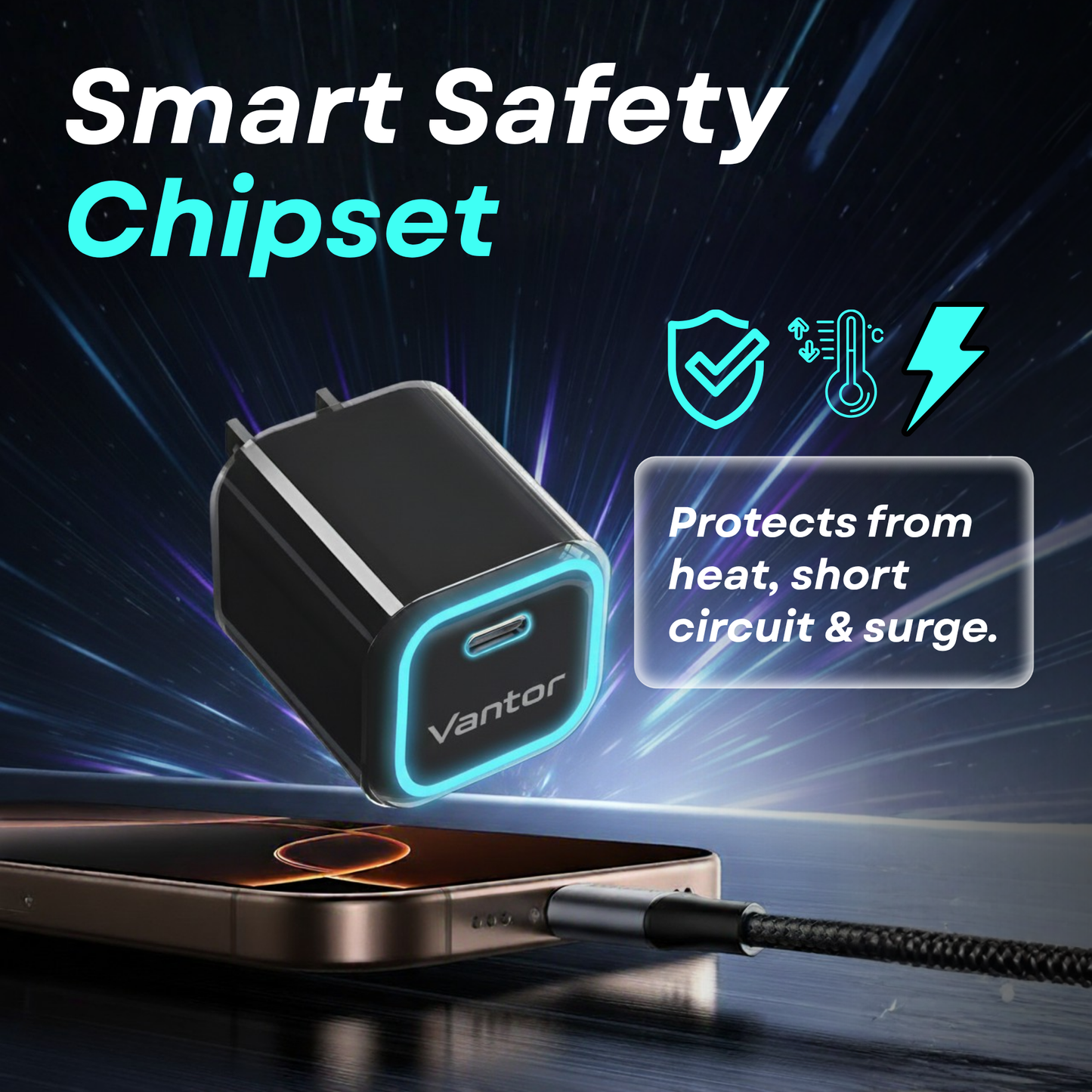 VANTOR 33W USB-C Fast Charger 2-Pack – PD GaN Compact Wall Charger for iPhone 15, iPad, Samsung, Pixel – Travel-Friendly Dual Set