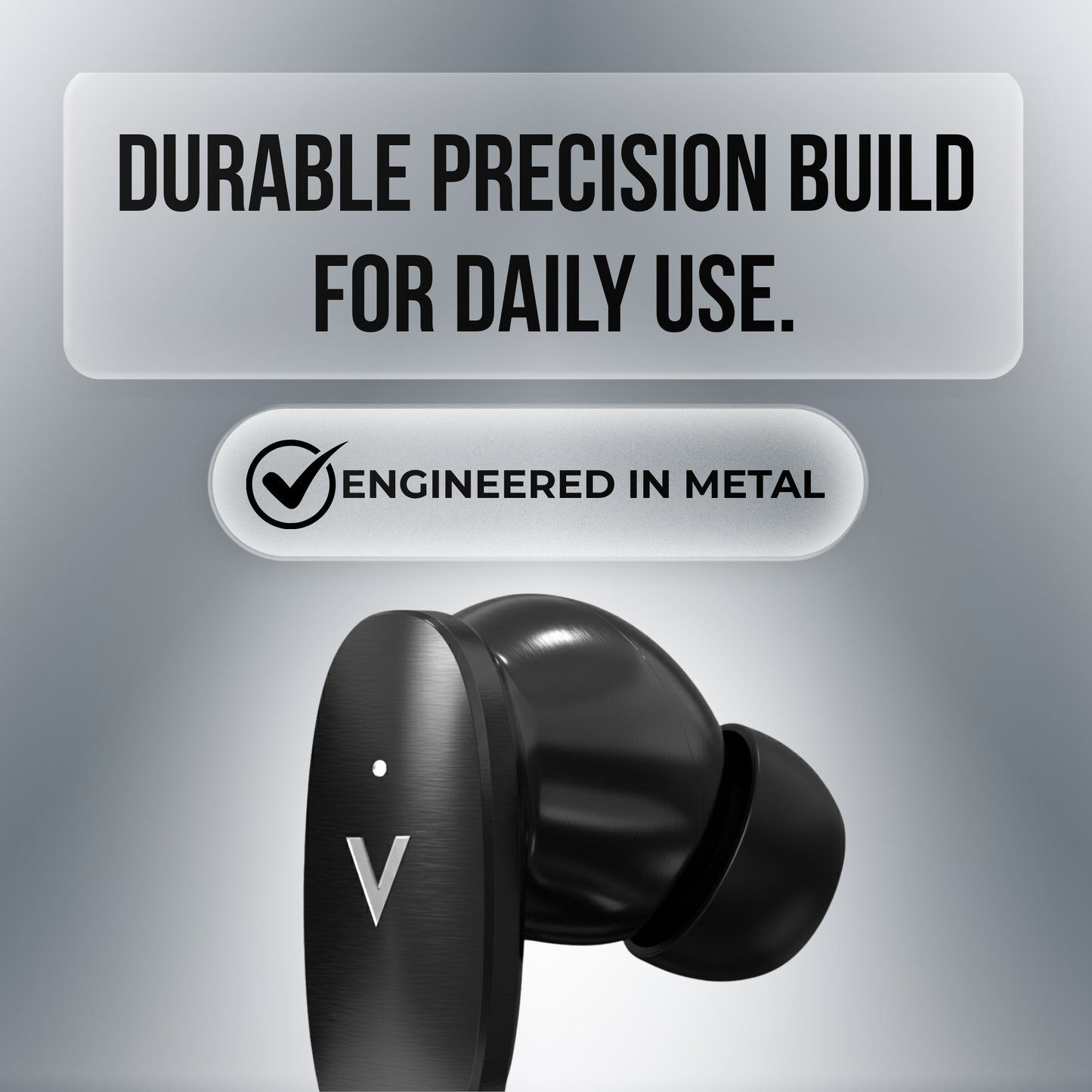 VANTOR StealthBuds – Metal Wireless Earbuds, Bluetooth 6.0 In-Ear Headphones with ENC Noise Cancelling Mic, Deep Bass, 30H Playtime, Touch Controls, Secure Fit Earphones for Android & iPhone